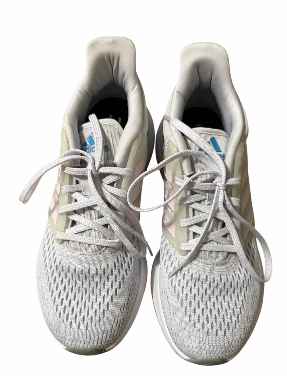 ADIDAS EQ21 Women's White Athletic Running Shoes with Pastel Accents